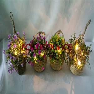 Umetna Hanging Basket rastlin z LED osvetlitvijo